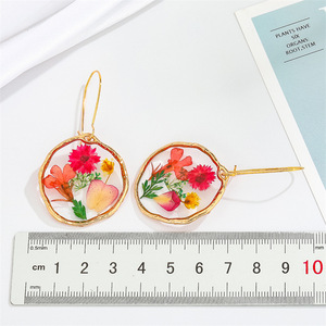 Pendientes de Flores Secas Naturales de Moda Vintage, Hechos a Mano, con Resina Epoxi, Pendientes Colgantes Florales, Joyería de Moda para Mujer - Product Image 3