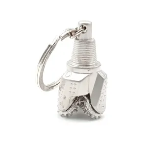 Tùy chỉnh thăm dò dầu 3D tricone cơ khí khoan bit kim loại Keyring llavero/3D khoan kim loại keyrings/tricone bit kim loại Keychain