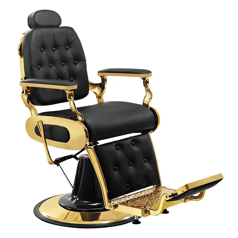 Equipo de belleza y peluquería sillón reclinable negro con bomba hidráulica reclinable Silla de peluquero para hombres