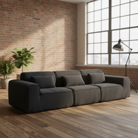 Sofá de Tela de Pana Estilo Bloque de Tofu con Compresión Total, Diseño Minimalista Moderno y Relleno de Esponja de Alta Densidad