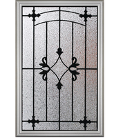 Porte d'entrée simple en fer forgé et fibre de verre, double vitrage trempé, style moderne, antivol, en fonte, pour extérieur