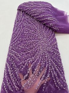 Offre Spéciale lourd élégant palais Style or perles perles paillettes Net broderie tissu maille dentelle tissu <span class=keywords><strong>robe</strong></span> de mariée <span class=keywords><strong>robe</strong></span> de soirée - Product Image 2