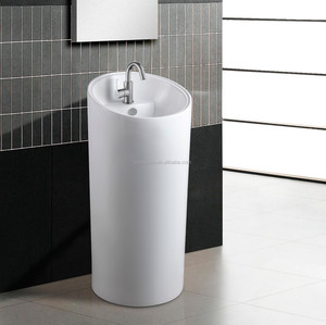 Lavabo de Baño de Cerámica Redondo con Pedestal, Lavabo de Pie - Product Image 1