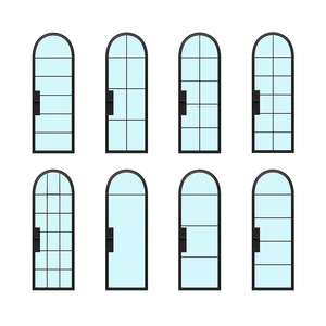 Portes françaises intérieures extérieures <span class=keywords><strong>de</strong></span> luxe Portes en <span class=keywords><strong>verre</strong></span> pivotantes en acier au design simple en fer forgé - Product Image 3
