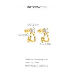 CANNER S925 Sterling <b>Silver</b> Imitation <b>Pearl</b> <b>Earrings</b> for Women - Product Image 6