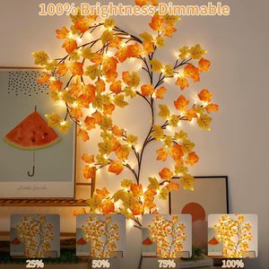 Luci a forma di foglia d'acero e rami di salice per parete, con telecomando e timer, 8 luci, per camera da letto, porte, matrimoni, <span class=keywords><strong>Natale</strong></span> - Product Image 2