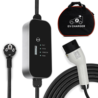 Cargador Portátil para Vehículos Eléctricos de 7KW CA, Fabricado en la UE y Reino Unido, con Cable de 5M Tipo 2, Corriente Ajustable de 8A-32A, Certificación IP65/IK10, CE y RoHS