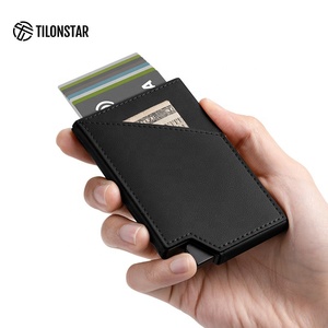 TILONSTAR TVC501 Porte-cartes personnalisé RFID Pop Up Porte-cartes en aluminium Portefeuille en cuir de qualité supérieure Porte-cartes - Product Image 3