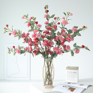 Flor de Camelia Artificial de Seda, Rama Individual, Rosa Otoñal, Blanco, Naranja, Decoración para el Hogar, Oficina, Boda - Product Image 3