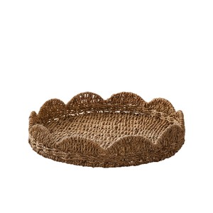 Round Woven Storage <b>Basket</b> Seaweed Handmade Living Room Coffee <b>Table</b> Top Tray Sustainable Unfinished One Compartment - Product Image 5