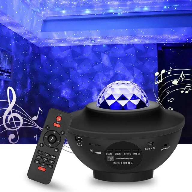 Romantic Starry Sky Projector Light Remote Control RGB Wave LED Star Night Nebula Cloud Bluetooth Music Speaker Galaxy Lamp