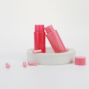 Customized Pink PET <b>Plastic</b> Capsule Container <b>Empty</b> <b>Bottle</b> for Health Products with Screw Cap - Product Image 2
