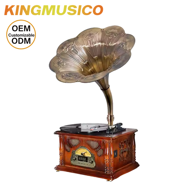 Manufacturer Direct Vintage Wooden Phonograph with Radio & Bluetooth, Multifunctional Retro Home Decor Turntable | OEM Wholesale