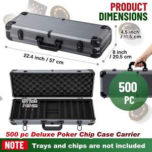 Étui pour jetons de poker en aluminium 500 pièces Étui pour jetons de cartes offrant une protection complète, les jetons, les cartes et les dés ne sont pas inclus - Product Image 3