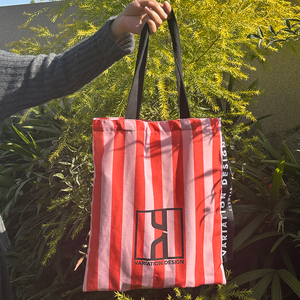 低起订量批发，可定制徽标和尺寸，棉质帆布手提袋，可重复使用的棉质条纹袋 - Product Image 3