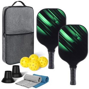 Ensemble de raquettes de pickleball avec 4 balles et sac de transport, forme standard, équipement d'entraînement antidérapant, matériau en fibre de verre et PE - Product Image 2