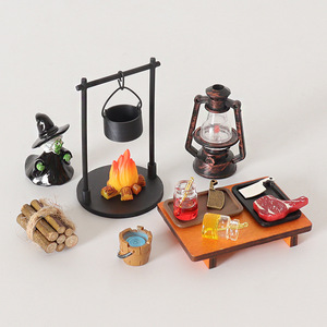KI huiyuan Miniature de maison de poupée, modèle de poêle suspendu en bois, ornements DIY, décorations de scène de sorcière, accessoires de plateau de table - Product Image 4