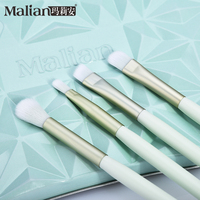 Ensemble de 4 pinceaux de maquillage professionnels en poils artificiels de haute qualité, manche en bois, outils de maquillage pour le visage, couleur personnalisée OEM/ODM