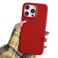 Coque de téléphone en cuir grain litchi couleur unie antichoc et durable pour iPhone 16 15 Pro Max – Vente en gros