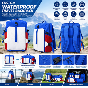 Custom Waterproof Travel Backpack, Foldable Expandable Sports Duffle, Professional Outdoor Team Gear Organizer - Product Image 1