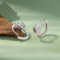 Nouveauté, boucles d'oreilles en argent S925 avec agate verte mousse, boucles d'oreilles créoles en pierre CZ, hypoallergéniques, cadeau d'anniversaire BSE1314