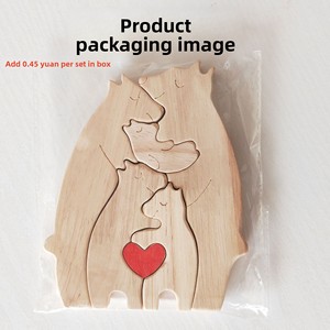 Ornamento Puzzle in Legno a Forma di Orso Carino, Regalo per la Festa del Papà, Intaglio in Legno Fai-da-Te, Orso che Abbraccia, Regalo per la Festa della Mamma - Product Image 3