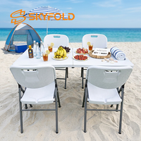 Table pliante carrée portable en PEHD blanc moulé par soufflage, idéale pour l'extérieur – Meilleure vente