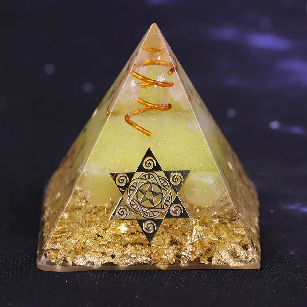 Reiki Orgonite Pyramid Natural Citrine Energy Generator Pyramid For Emf Protection Chakra Healing Meditation