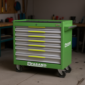 Fasano Tools 7 Drawer Rolling Tool Cabinet Green Steel <b>Workshop</b> <b>Storage</b> Cart with Lock and Wheels for Garage Use - Product Image 3