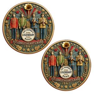 2026 <span class=keywords><strong>Vintage</strong></span> Boîtier en fer plaqué zinc avec relief de tambour de gramophone double face et pièce de monnaie Brass Band - Product Image 3