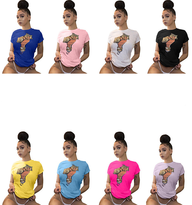 Топы И Футболки с принтом футболки женская летняя обувь 2021 новая одежда, повседневная футболка с короткими рукавами и О-образным вырезом для девочек милые топы, футболки