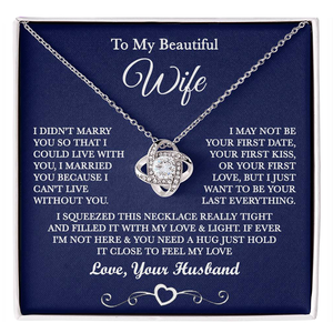 Collar con Colgante de Nudo de Amor Clásico de Cobre, Mi Hermosa Esposa, Tarjeta con Texto Personalizado, Regalo Romántico para el Día de San Valentín - Product Image 1