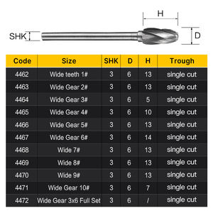 HUHAO 10 stuks 3mm schacht hardmetaal frees enkelvoudige snede roterende frees wolfraamcarbide roterende frees elektrische slijpboor - Product Image 6
