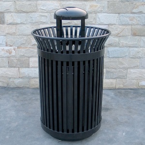Cestino per Rifiuti in Metallo <span class=keywords><strong>da</strong></span> Esterno Commerciale <span class=keywords><strong>da</strong></span> 120 Litri con Barra Piatta in Acciaio Verniciato a Polvere di Poliestere - Product Image 2