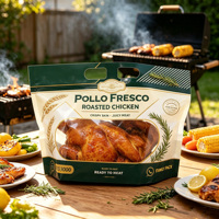 Sacs d'emballage pour poulet rôti au four à la broche, avec poignée, en PET/CPP, imprimés avec logo personnalisé, refermables et adaptés au micro-ondes