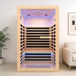 Sauna de Grafeno Infrarroja con Panel de Calefacción de Grafeno de Baja Magnetización, Sauna Seca Interior <span class=keywords><strong>para</strong></span> 1-2 Personas, Madera de Hemlock Canadiense - Product Image 1