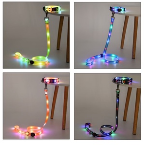 ペット猫調整可能USB充電式発光リードロープライトアップLED犬用カラーリーシュ - Product Image 4