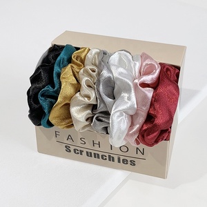 สีผ้าไหมซาตินผม scrunchies นมระบบกาแฟสําหรับผู้หญิงอุปกรณ์เสริมผม - Product Image 5