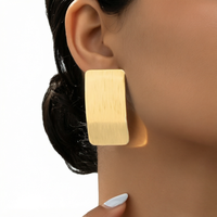 Boucles d'oreilles pendantes géométriques carrées surdimensionnées en alliage de zinc plaqué argent pour femme, bijoux tendance pour anniversaire