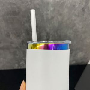 Matt Colored <b>Macaron</b> Powder Coated Rainbow Plated Colorful Speaker Sublimation Tumbler for Uv Dtf Wraps - Product Image 3