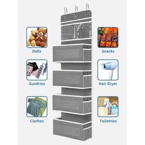 Durable Fabric Premium Over the Door 4 Pockets and Side Mesh Pocket Hanging Storage Organizer With Clear Window - Product Image 4