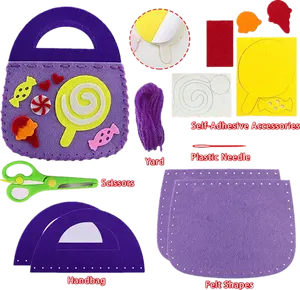 Newest Hot Sale Gift Felt First Sewing Kit for Kids Craft Kit Diy Assembled Colorful Bag Push Bubble Pop Toys For Diy Bag