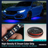 Kit de bandes néon flexibles pour éclairage sous châssis de voiture, 6 pièces, double rangée, 5050 RGBIC, couleurs de rêve, contrôle par application
