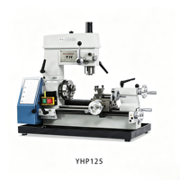 Tour à métaux manuel 3-en-1 YH P125 pour machines industrielles, mini-tour pour le traitement de petites pièces