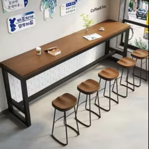 طاولة بار خشبية عتيقة الطراز للعائلة، طويلة للشرفة، تُثبت على الحائط، للنوافذ، تُصنع حسب الطلب، صناعة صينية - Product Image 3