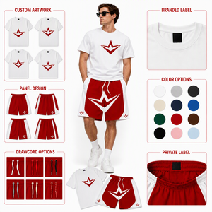 Conjunto Deportivo para Hombre, Camiseta de Manga Corta con Bloques de Color, Pantalones Cortos, Logotipo Heartbeat, Ropa Casual para Correr, Logotipo Personalizado OEM ODM - Product Image 3