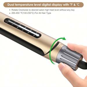 Plancha y Rizador de Pelo 2 en 1 de Acero Inoxidable de Alta Calidad, Motor sin Escobillas, Panel Curvo Flotante Dorado, Multi-Estilizador - Product Image 5