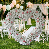 Arche de fleurs artificielles en soie en forme de cœur romantique pour mariage, toile de fond de demande en mariage, décoration de toile de fond