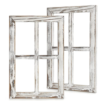 Vas Dinding Bingkai Kayu Rustic Buatan Tangan Gaya Shabby Chic untuk Ruang Tamu Kamar Tidur, Set Dekorasi Gantung 2 Bingkai Kayu