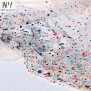 Nanyee-textil de múltiples formas para vestido de pasarela, telas de diamantes de imitación <span class=keywords><strong>pegados</strong></span> con transferencia de calor colorida - Product Image 3